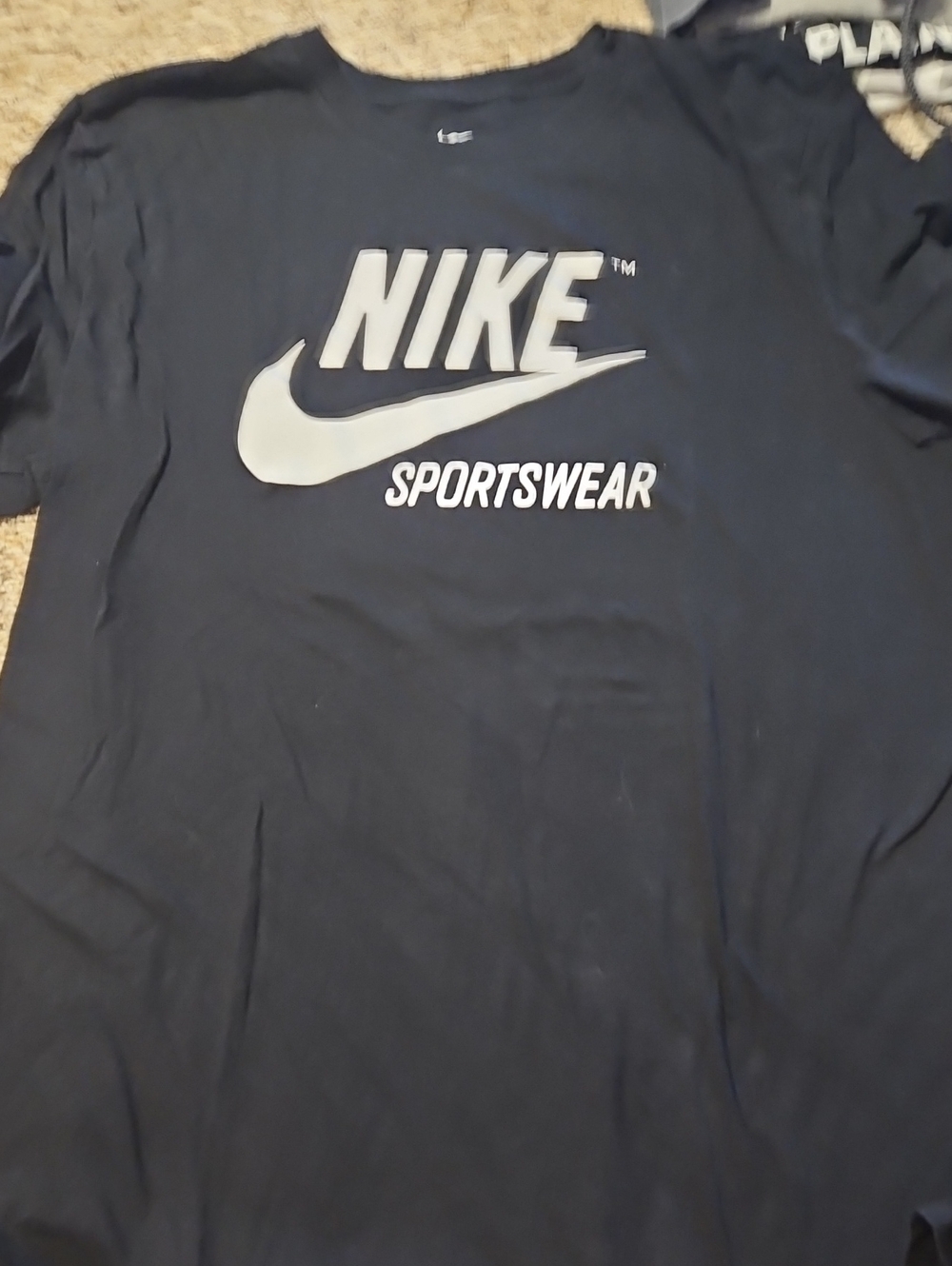 Nike Black T-Shirt with White Swoosh & Sportswear Text